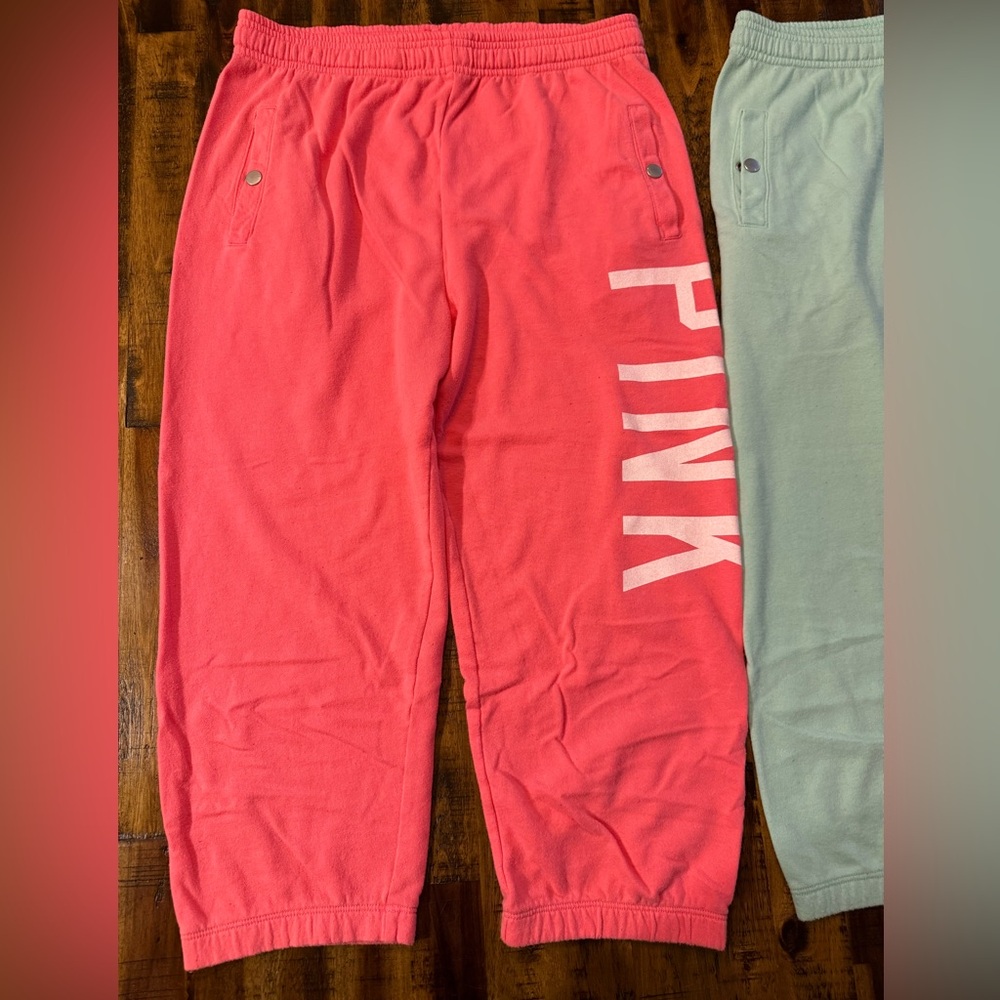 Bundle 2 pairs PINK capri joggers in coral pink and light green-blue sz XS - Picture 5 of 10